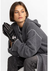 Women Fashion Accessories | Johnny Was Whipstitch Leather Gloves Black