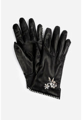 Women Fashion Accessories | Johnny Was Whipstitch Leather Gloves Black