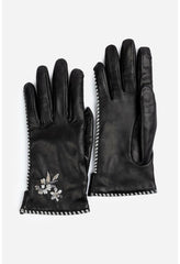 Women Fashion Accessories | Johnny Was Whipstitch Leather Gloves Black