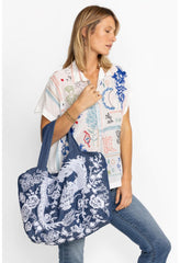 Women Handbags | Johnny Was Alicent Denim Tote Bag Denim Blue