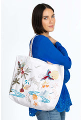 Women Handbags | Johnny Was Florida Everyday Tote White