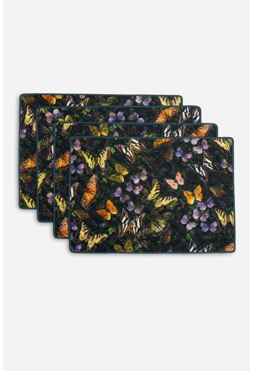 Women Home Accessories | Johnny Was Midnight Mariposa Set Of 4 Quilted Placemats Midnightmariposa