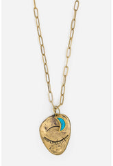 Women Jewelry | Johnny Was Evil Eye And Moon Charm Necklace Brass