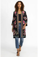 Women Kimonos | Johnny Was Julie Linen Kimono Coat Black