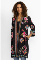 Women Kimonos | Johnny Was Julie Linen Kimono Coat Black