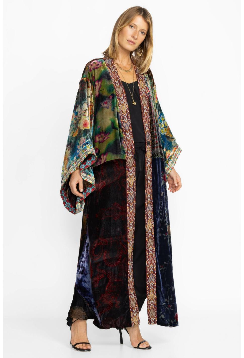 Women Kimonos | Johnny Was One Of A Kind Velvet Kimono- Black Multi