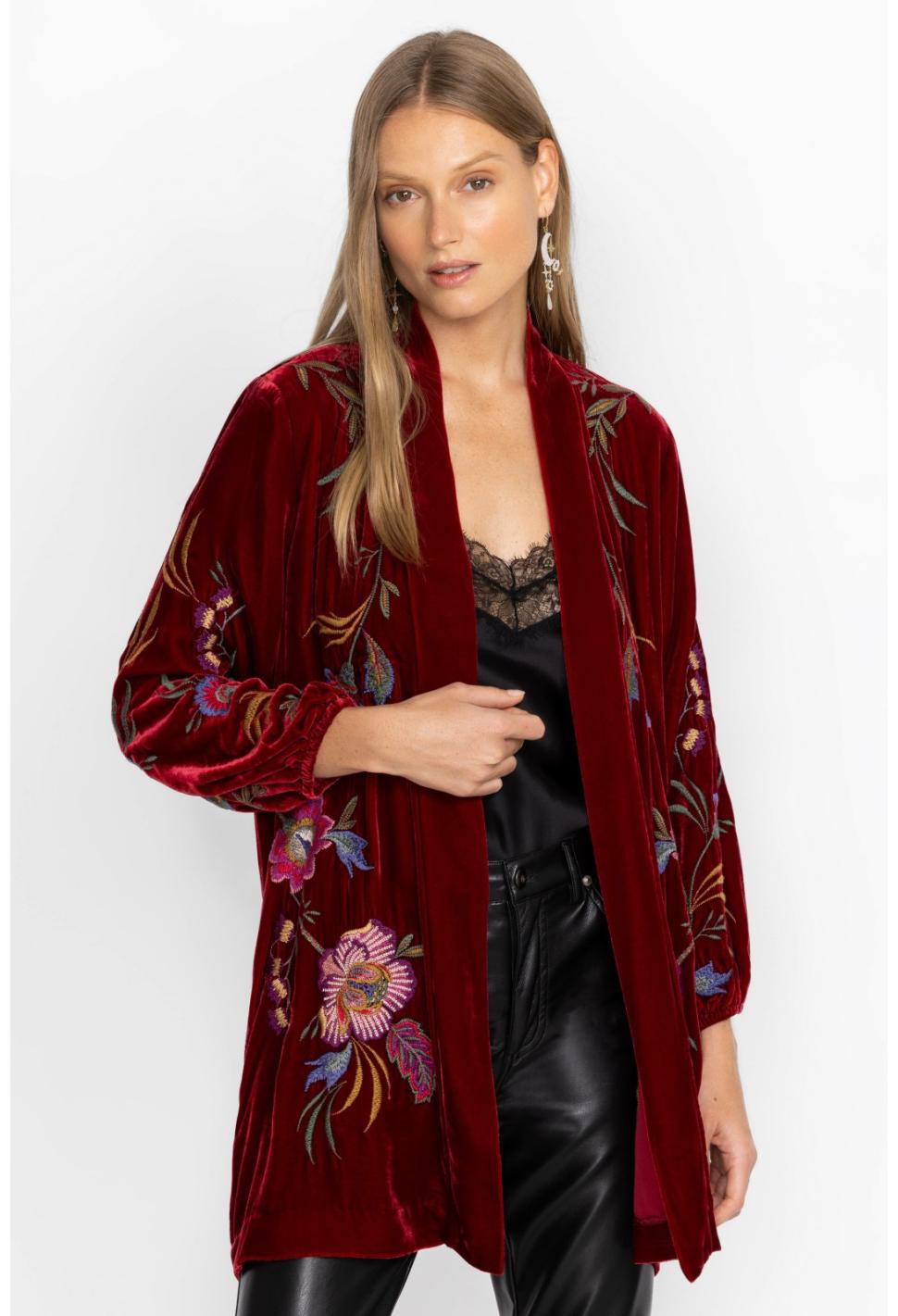 Women Kimonos | Johnny Was Sidonia Bishop Sleeve Kimono Rich Red
