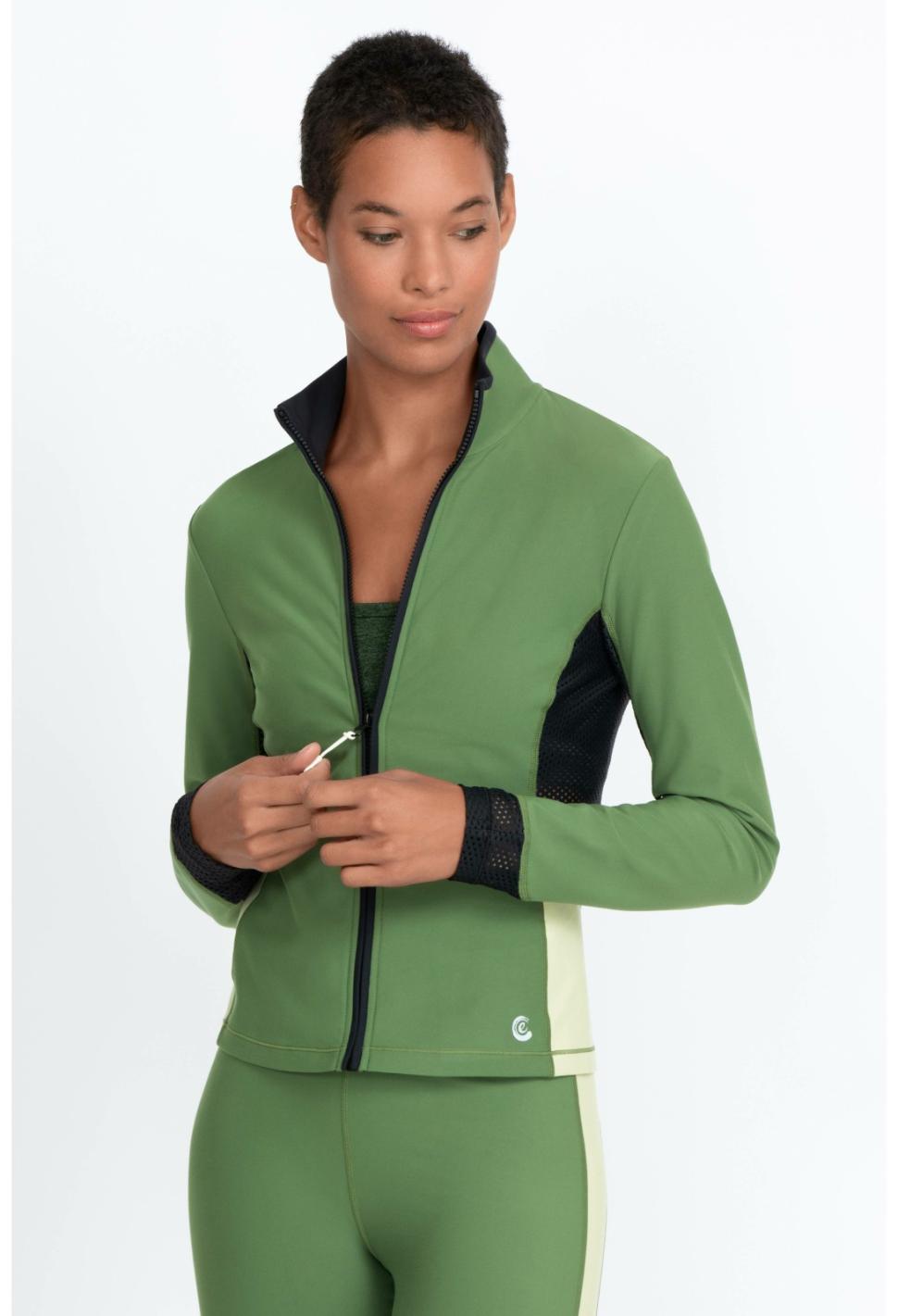Women Outerwear | Johnny Was Endurance Mesh Zip Jacket Bronze Green