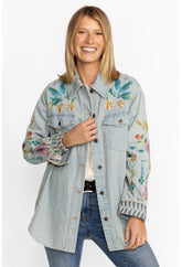 Women Outerwear | Johnny Was Gabriella Denim Oversized Shirt Jacket Denim Blue