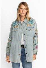 Women Outerwear | Johnny Was Gabriella Denim Oversized Shirt Jacket Denim Blue
