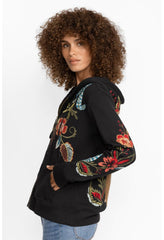 Women Outerwear | Johnny Was Isabella Zip Up Thermal Hoodie Black