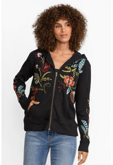 Women Outerwear | Johnny Was Isabella Zip Up Thermal Hoodie Black