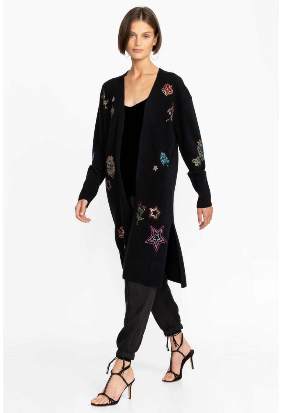 Women Outerwear | Johnny Was Ladie Rhinestone Cardigan Black