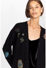 Women Outerwear | Johnny Was Ladie Rhinestone Cardigan Black