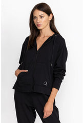 Women Outerwear | Johnny Was Zip Hoodie W/ Side Slits Black Beauty