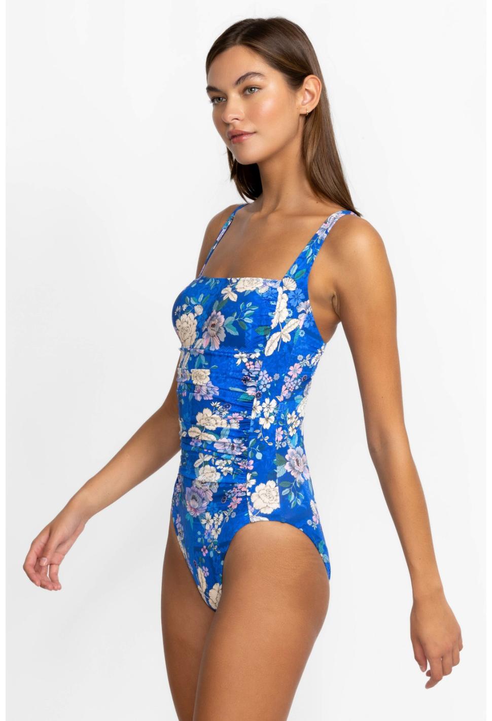 Women Swim & Resort | Johnny Was Blue Dove Ruched One Piece Blue Dove