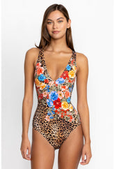 Women Swim & Resort | Johnny Was Cheetah Cross Back One Piece Multi