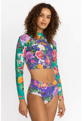 Women Swim & Resort | Johnny Was Peacock Goza Cut-Out Crop Surf Shirt Peacock Goza