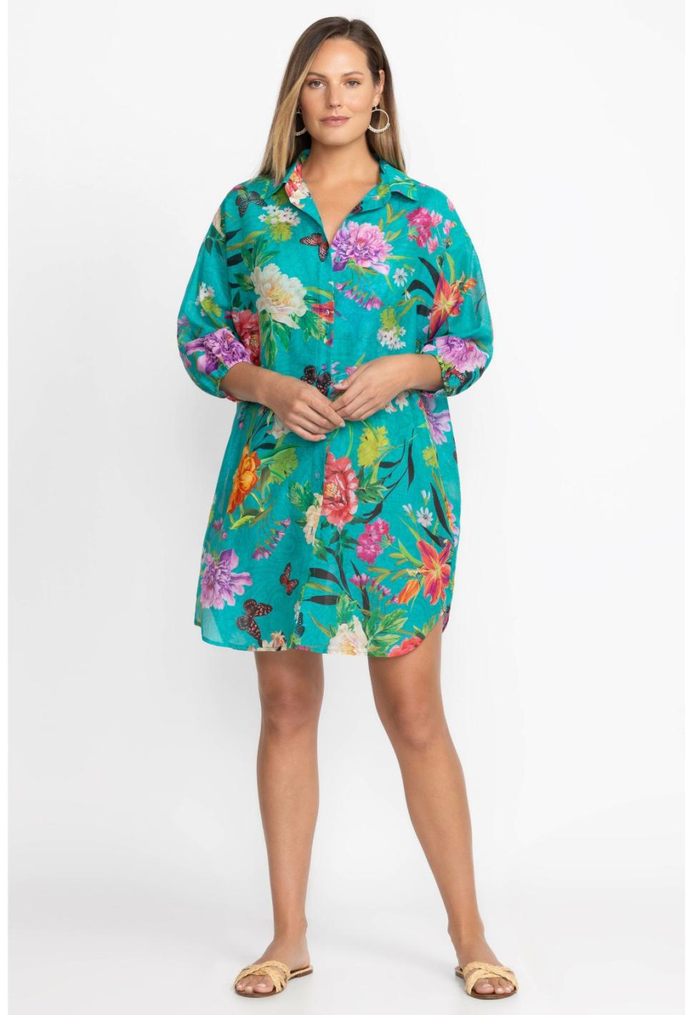 Women Swim & Resort | Johnny Was Peacock Goza Shirt Dress Peacock Goza