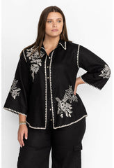 Women Tops | Johnny Was Addison Kimono Sleeve Shirt Black