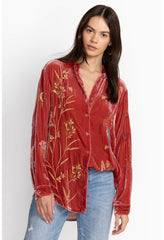 Women Tops | Johnny Was Aria Oversized Shirt Garnet Rose