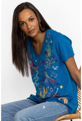 Women Tops | Johnny Was Arizona Everyday Tee Mykonos Blue
