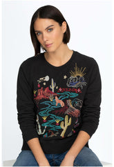 Women Tops | Johnny Was Arizona Raglan Sweatshirt Black