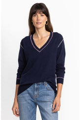 Women Tops | Johnny Was Carter V-Neck Pullover Navy