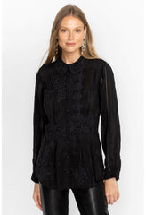 Women Tops | Johnny Was Celia Applique Shirt Black