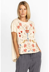 Women Tops | Johnny Was Clara Raw Detail Swing Tee Brie