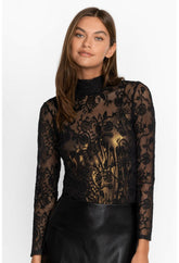 Women Tops | Johnny Was Dina Mesh Tee Black