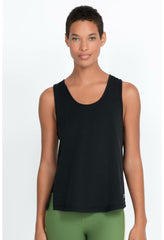 Women Tops | Johnny Was Effect Mesh Contrast Tank Jet Black