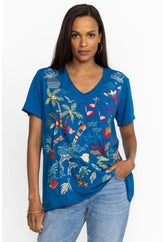 Women Tops | Johnny Was Florida Everyday Tee Mykonos Blue