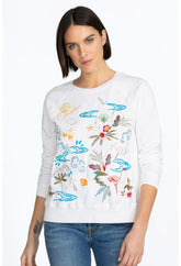 Women Tops | Johnny Was Florida Raglan Sweatshirt White