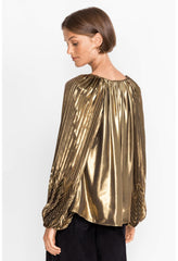 Women Tops | Johnny Was Golden Gem Pleated Blouse Gold