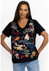 Women Tops | Johnny Was Hamptons Everyday Tee Black