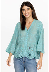 Women Tops | Johnny Was Ingrid Reveka Blouse Marine Blue