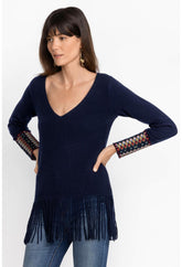 Women Tops | Johnny Was Isadora Fringe Top Navy