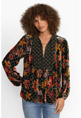 Women Tops | Johnny Was Jasmoon Flore Velvet Curved Hem Blouse Jasmoon Flore