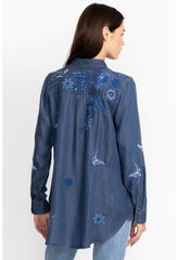 Women Tops | Johnny Was Jazmine Zipup Shirt Tunic Denim Blue