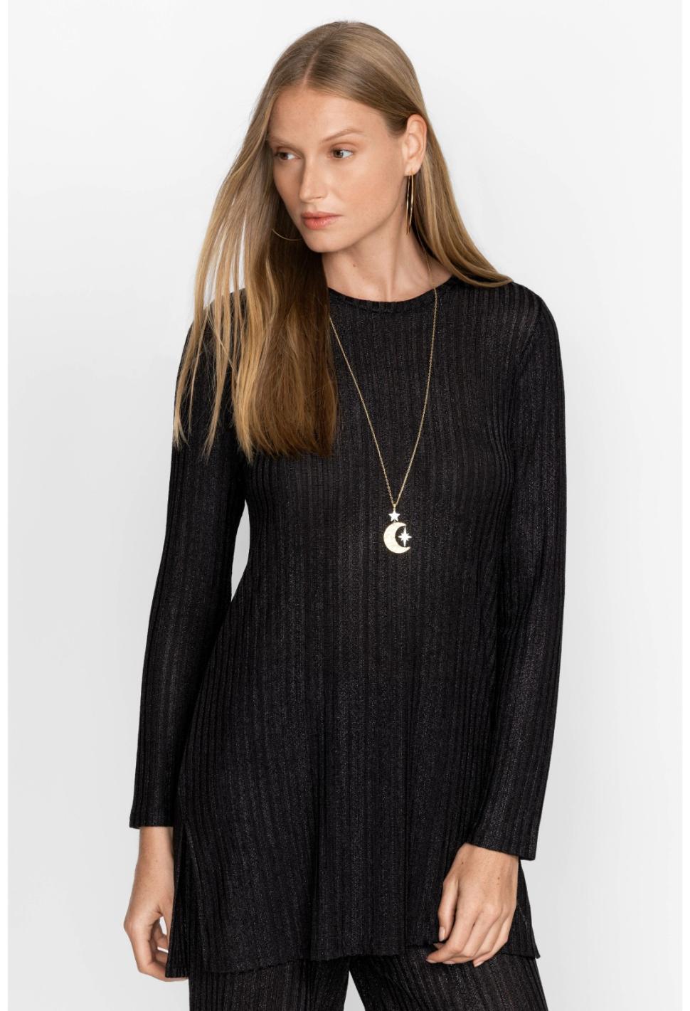 Women Tops | Johnny Was Jenna Metallic Tunic Black