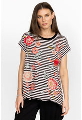 Women Tops | Johnny Was Joya Relaxed Drape Tee Stripe
