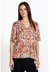 Women Tops | Johnny Was Jungle Paisley Polo Swing Tee Jungle Paisley