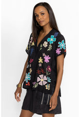 Women Tops | Johnny Was Kiki Applique Blouse Black