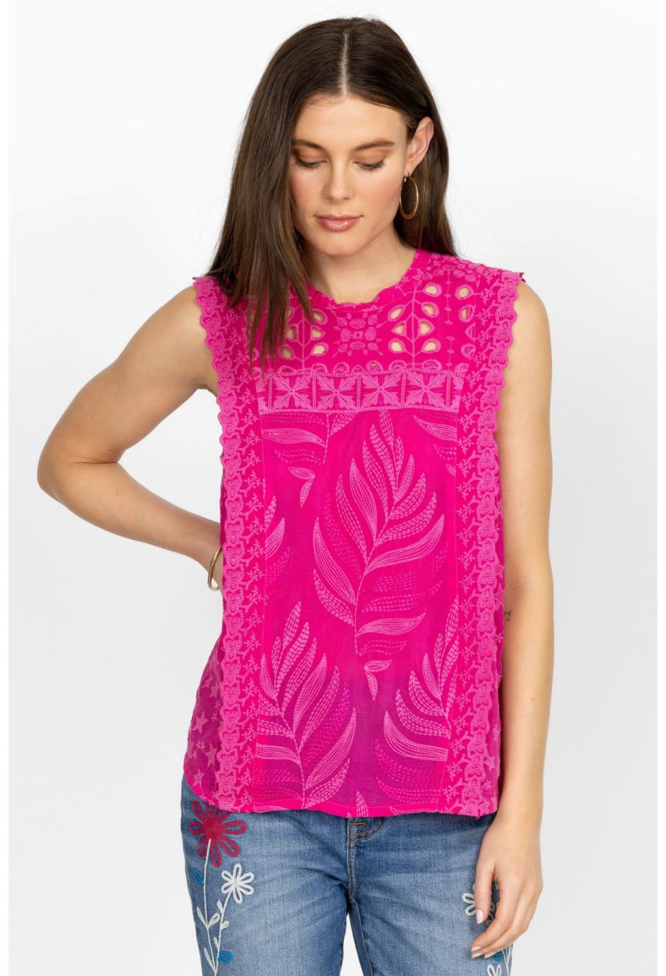Women Tops | Johnny Was Leafy Concetta Blouse Orchid Lei