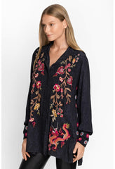 Women Tops | Johnny Was Lilith High Slit Tunic Black