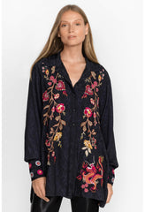 Women Tops | Johnny Was Lilith High Slit Tunic Black