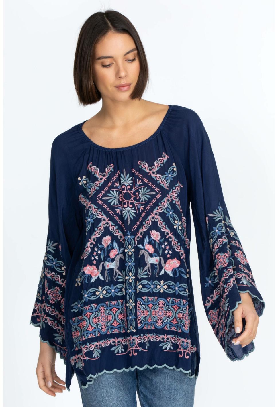 Women Tops | Johnny Was Lina Tunic Blue Night