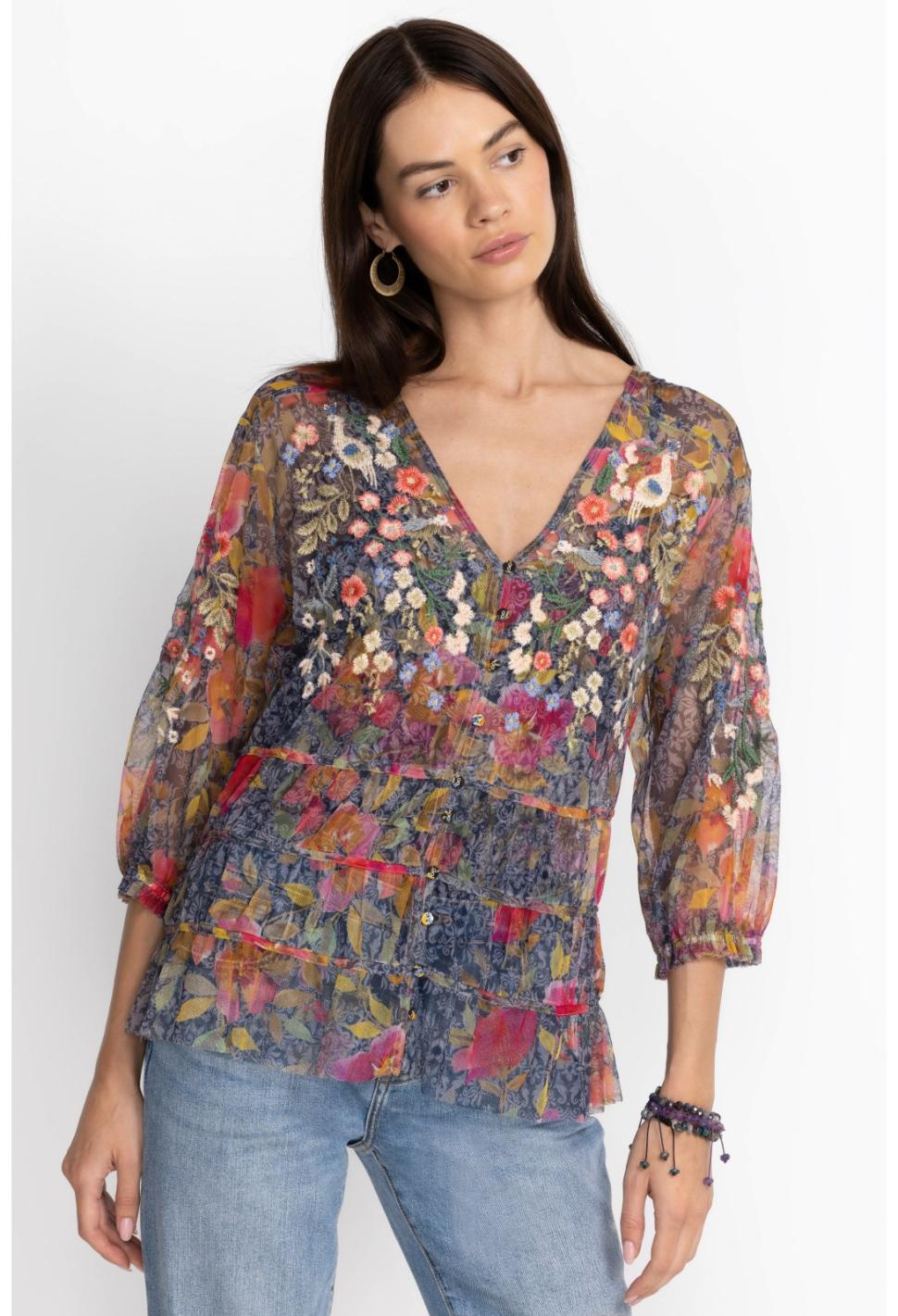 Women Tops | Johnny Was Locust Mesh Blouse Locust