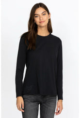 Women Tops | Johnny Was Long Sleeve Crew Neck Layering Tee Black